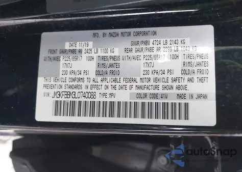 2020 Mazda Cx-5 Sport из США, поврежденный, VIN JM3KFBBM3L0740088